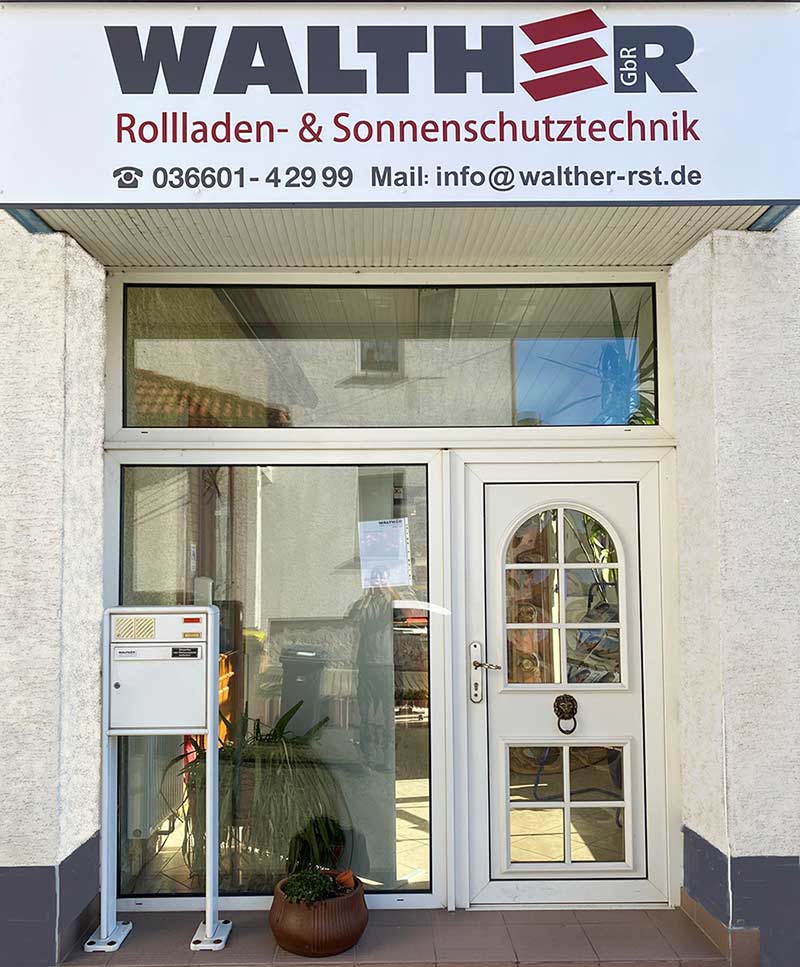 Eingangsbereich der Firma Walther Rollladen- und Sonnenschutztechnik